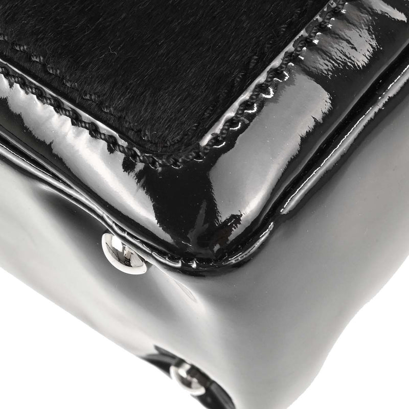 Chanel Cc Pocket Pony Hair With Patent Black Patent_leather Bag