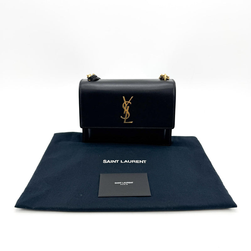 Saint Laurent Sunset Leather Black Calfskin Bag