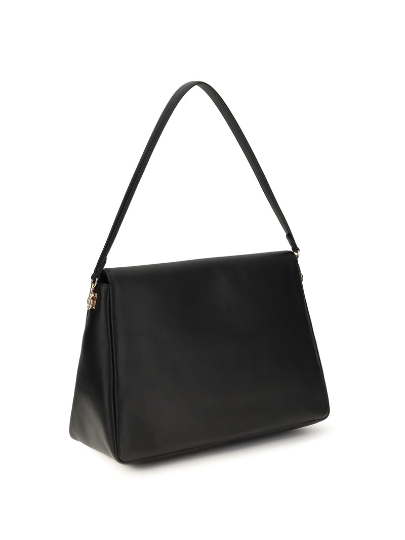 Tory Burch Charlie Shoulder Bag — Black Calf Leather Bos Taurus