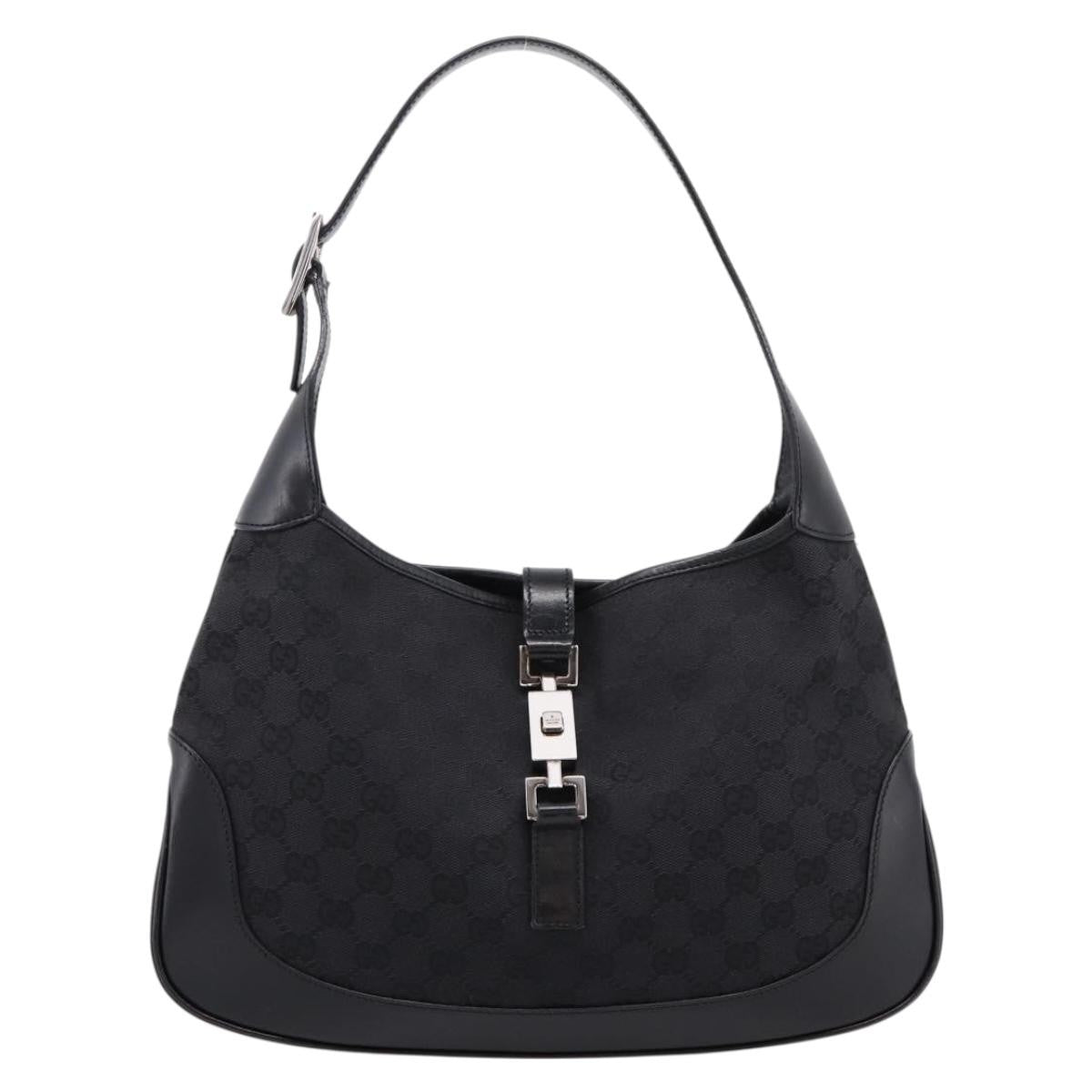 Gucci Jackie O Hobo Gg Canvas With Leather Black