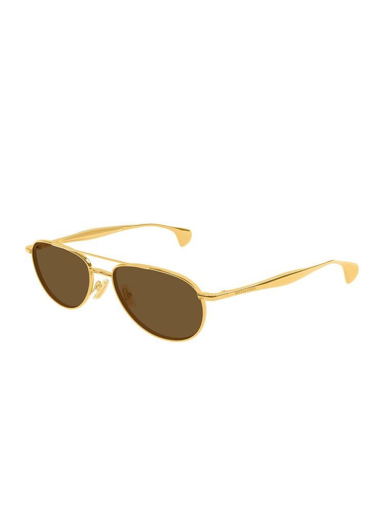 Bottega Veneta Bv1419s Metal Aviator Sunglasses — Gold