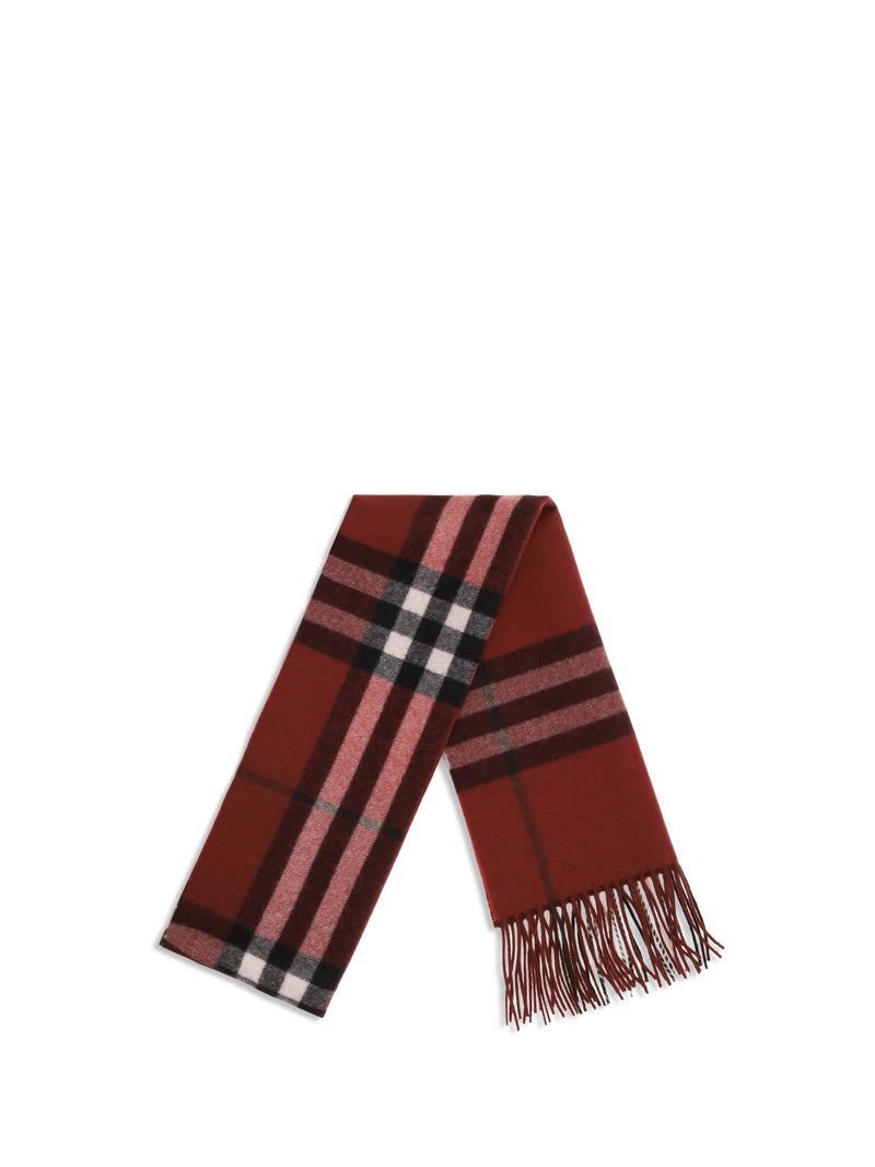 Burberry Cashmere Check Scarf — Red Kashmir/capra Hircus Scarfs