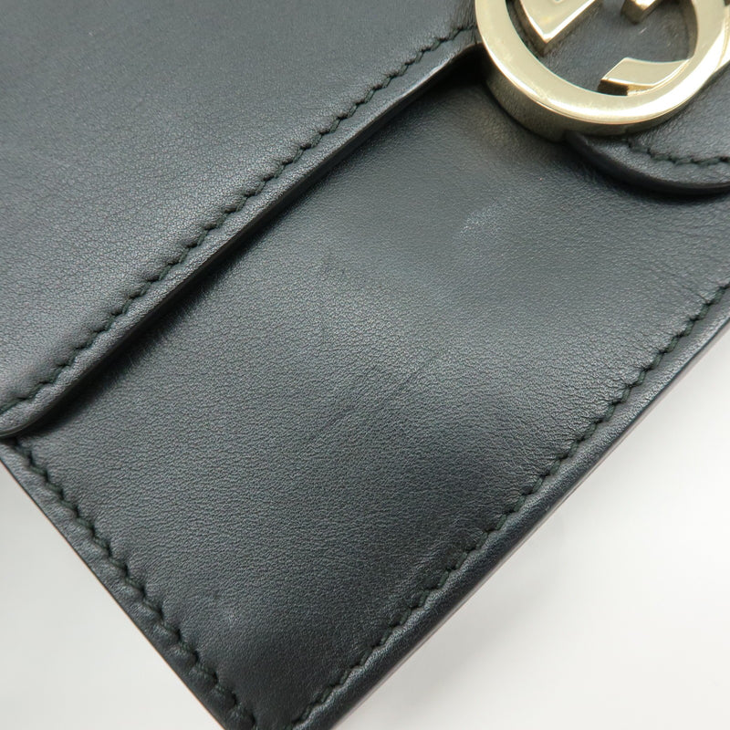 Gucci Interlocking Wallet On Chain Leather Black Bag