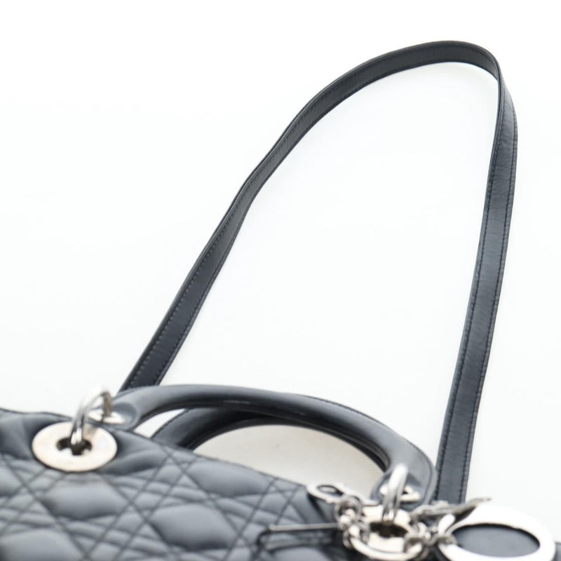 Christian Dior Lady Lambskin Black Leather Bag