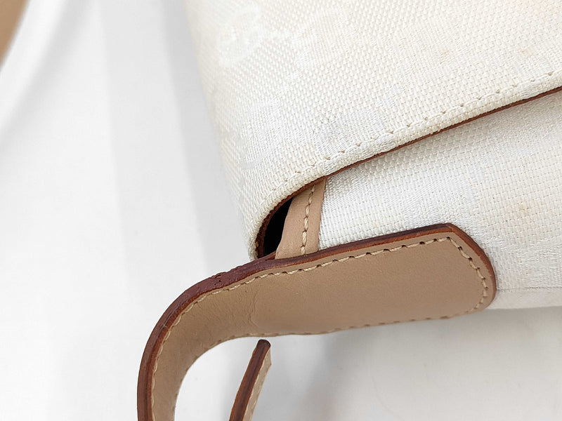 Gucci Jackie Flap Canvas And Leather Beige Bag