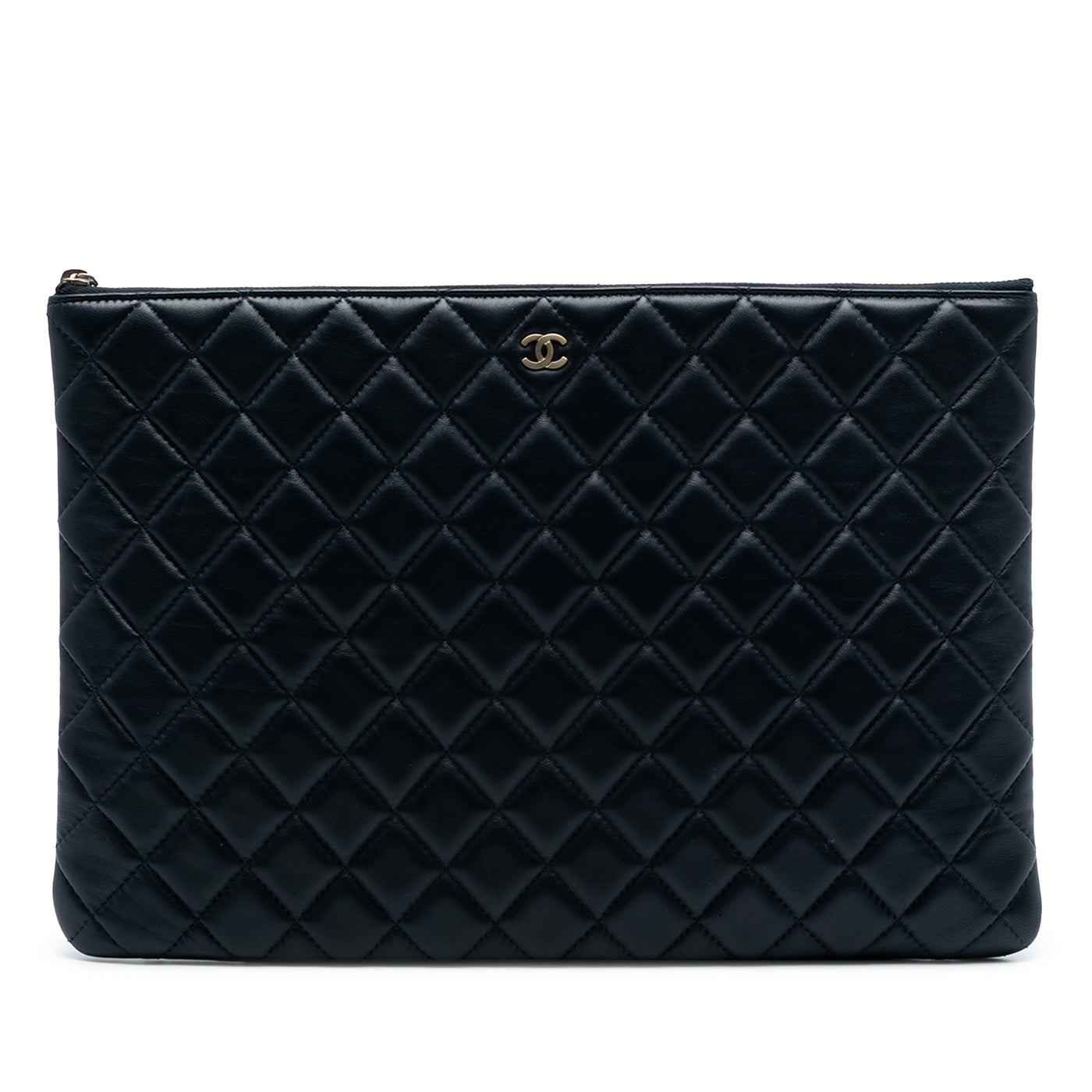 Large Quilted Lambskin O Case Clutch - Image 1
