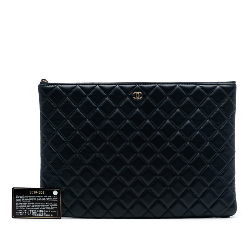 Large Quilted Lambskin O Case Clutch - Image 8