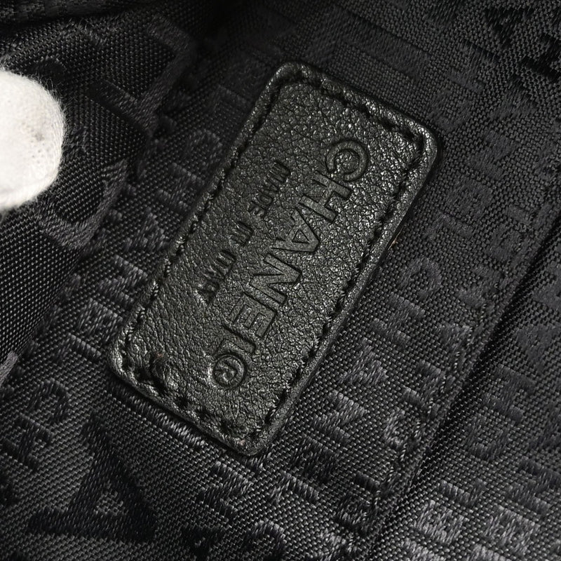 Chanel Square Stitch Tassel Hobo Quilted Leather Black
