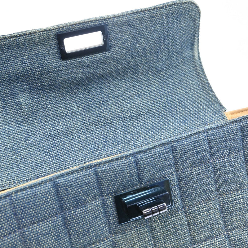Chanel Chocolate Bar Mademoiselle Top Handle Quilted Denim Blue Denim_jeans Bag
