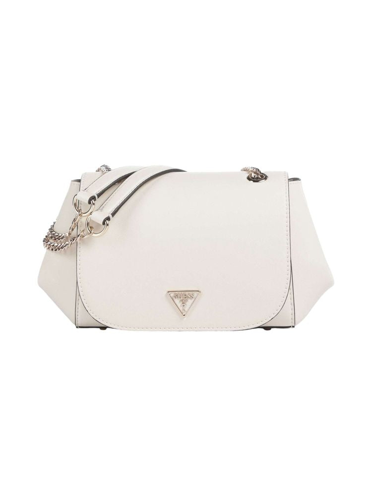 Guess Convertible Flap Crossbody Bag — White Polyurethane