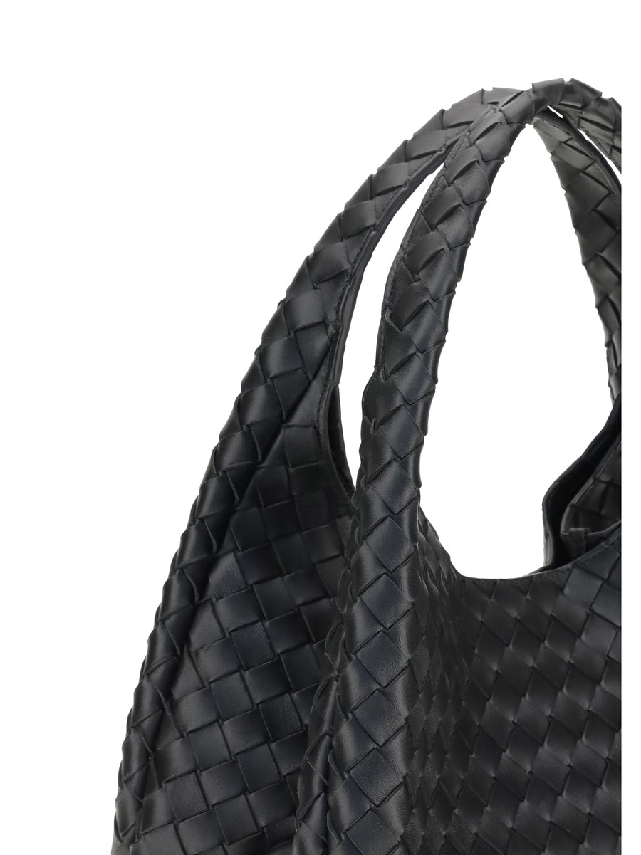 Bottega Veneta Campana Shoulder Bag — Black Lamb Leather