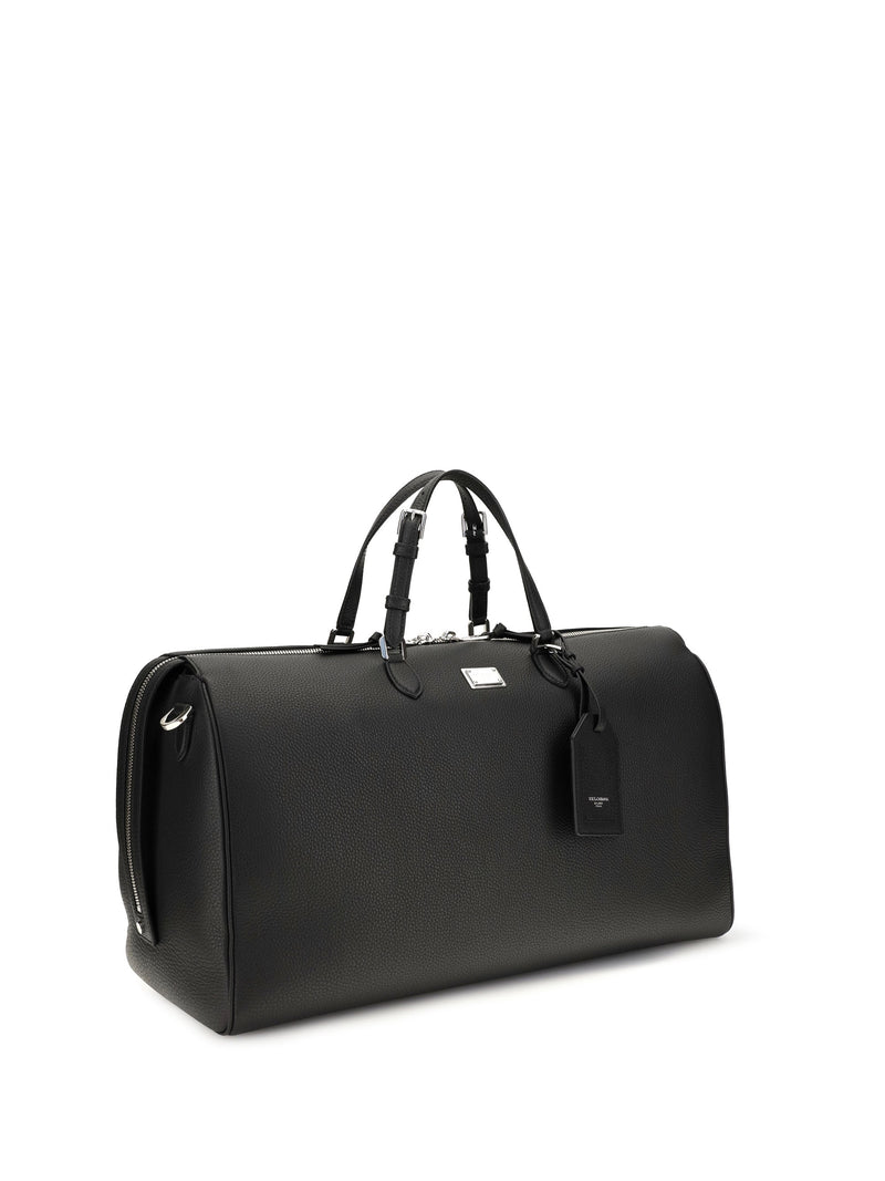 Dolce & Gabbana Travel Bag — Black Calf Leather Top Handle