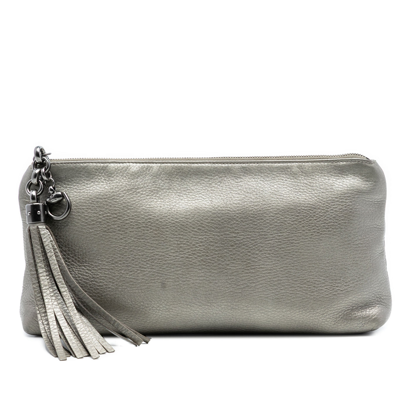 Metallic Leather Sienna Tassel Clutch - Image 1