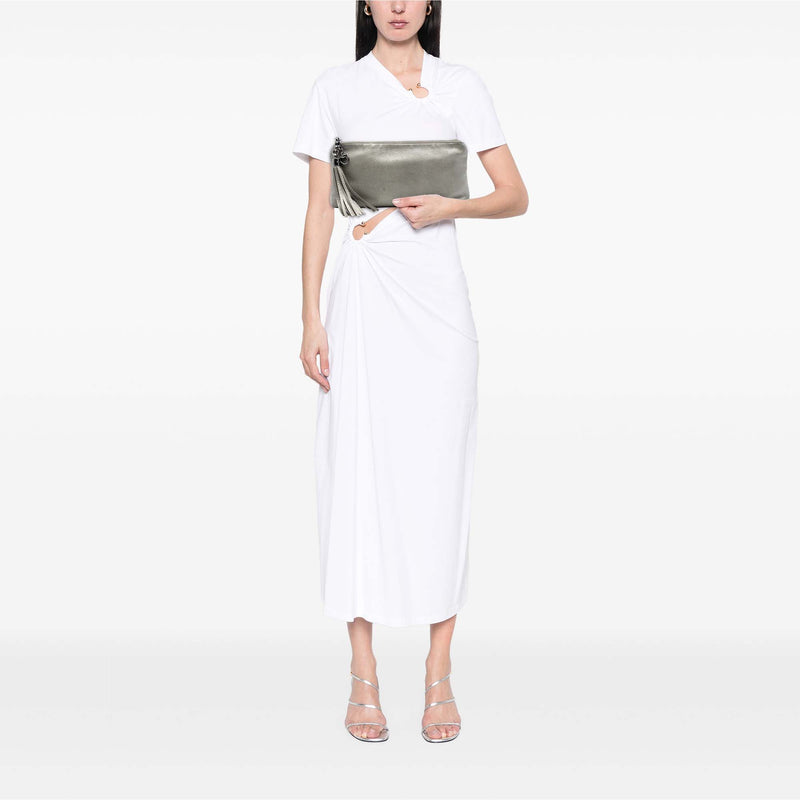 Metallic Leather Sienna Tassel Clutch - Image 7
