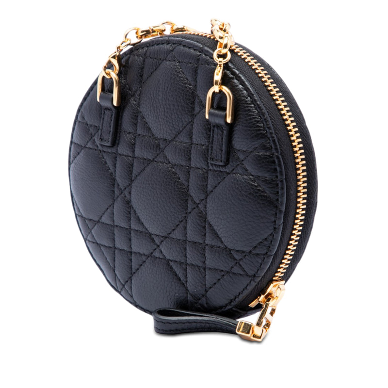 Calfskin Cannage Round Caro Pouch with Chain - Image 2