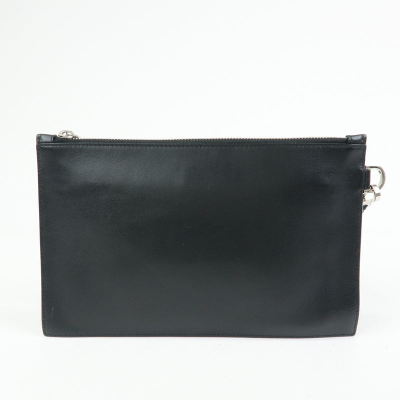 Versace Wristlet Printed Leather Black Bag