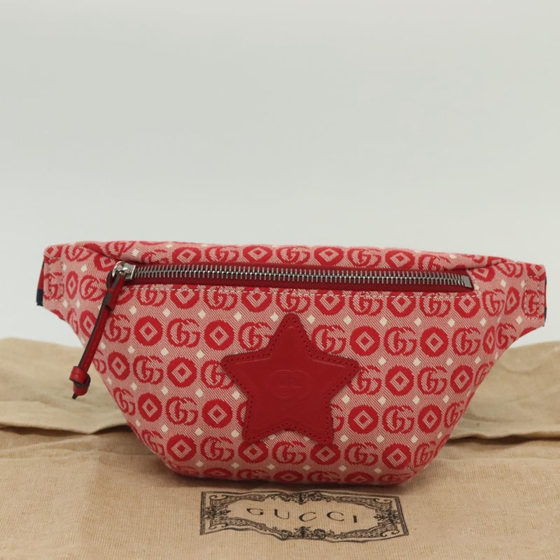 Gucci Childrens Belt Printed Gg Coated Canvas Red Bag
