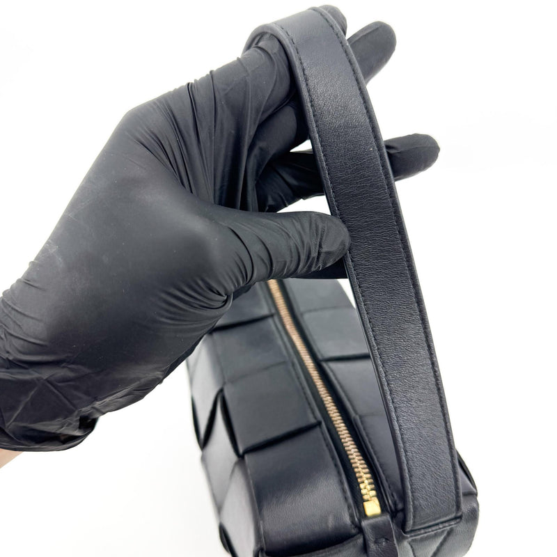 Bottega Veneta Brick Cassette Maxi Intrecciato Leather Black Bag