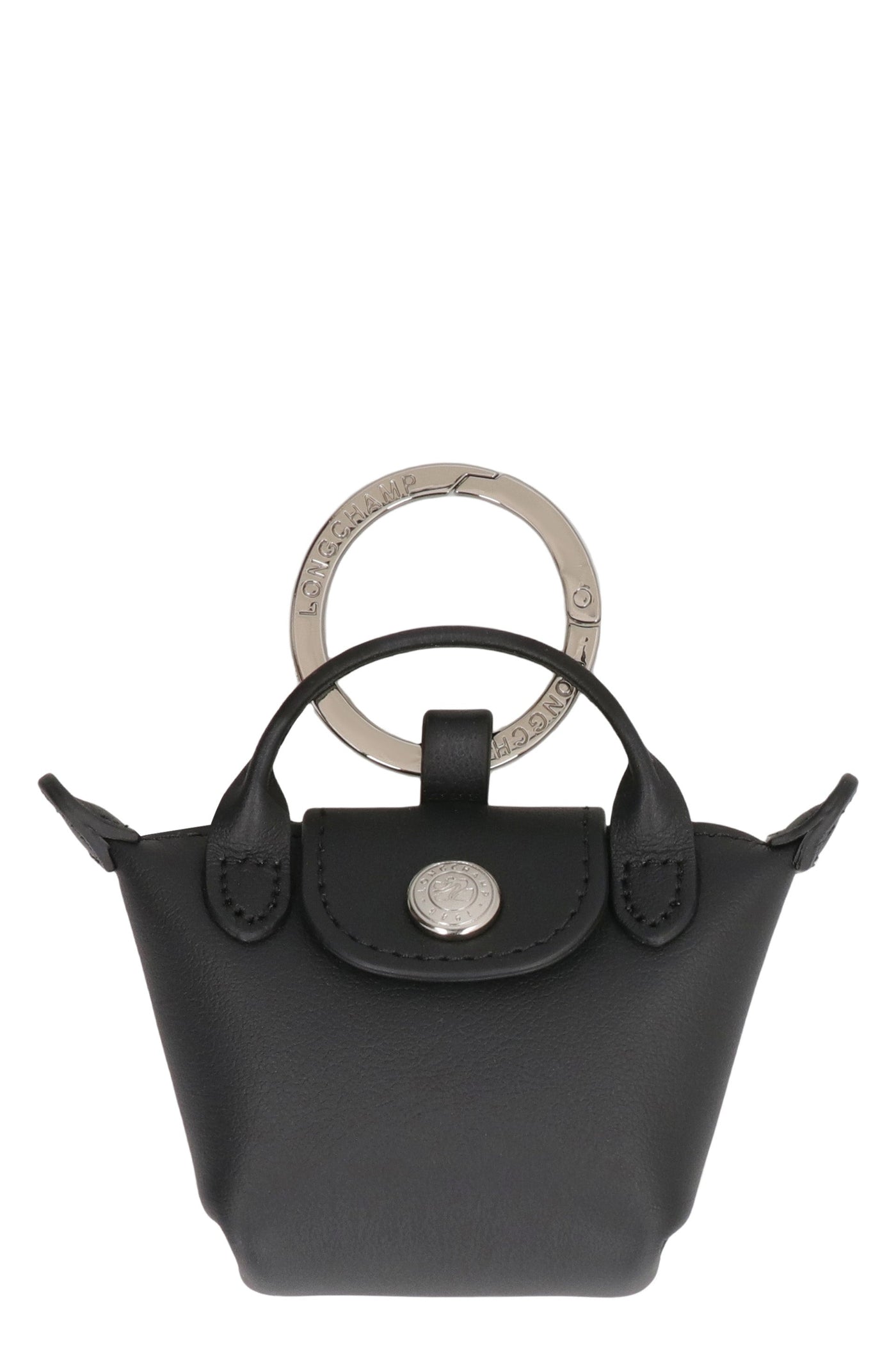 Longchamp Key Case — Black Cow Hide Keychains