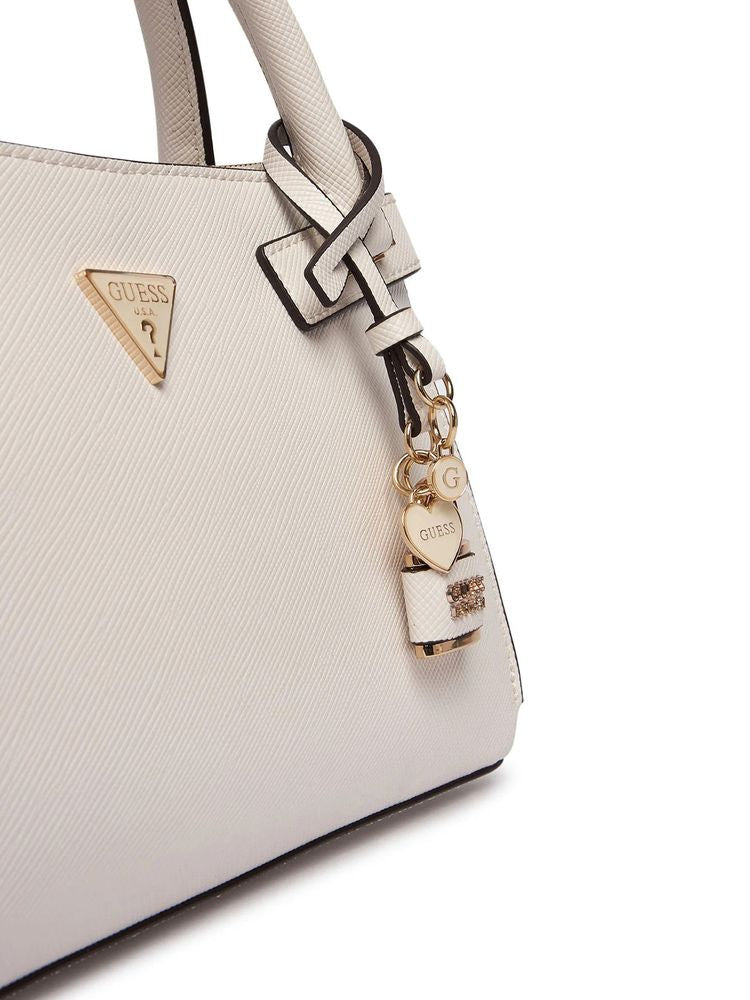 Guess Textured Polyurethane Shoulder Bag — White