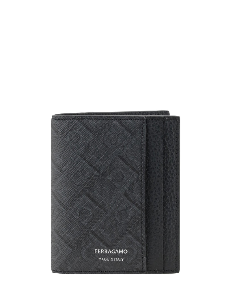 Ferragamo Grained Leather Card Case — Gray Calf (bos Taurus) Cases