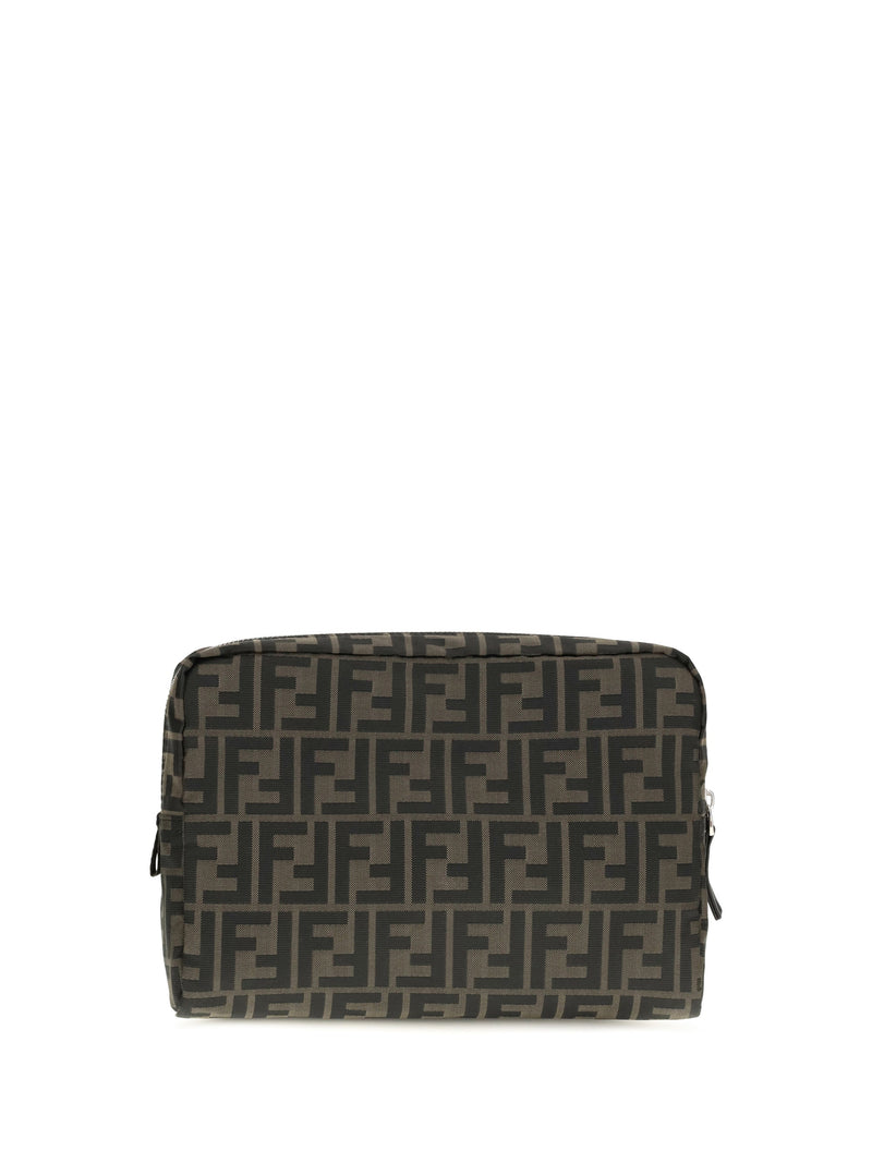Fendi Ff Monogram Jacquard Beauty Case — Taupe Polyester Wallet