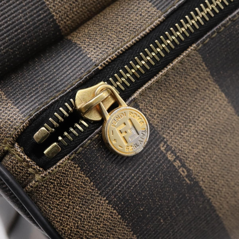 Fendi Vintage Pequin Logo Coated Canvas Brown Bag