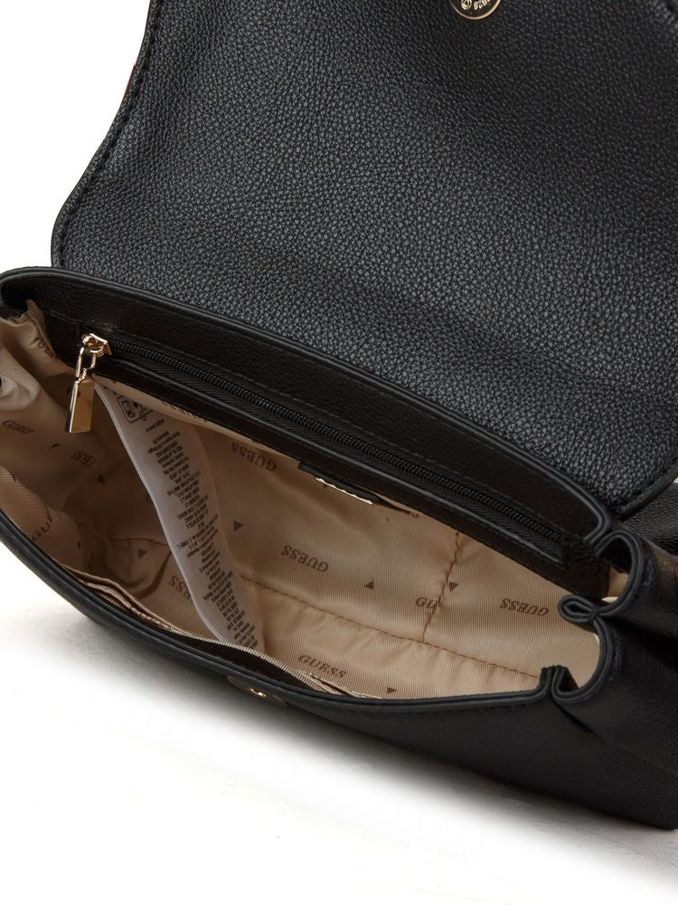 Guess Evie Top Handle Bag — Black Polyurethane