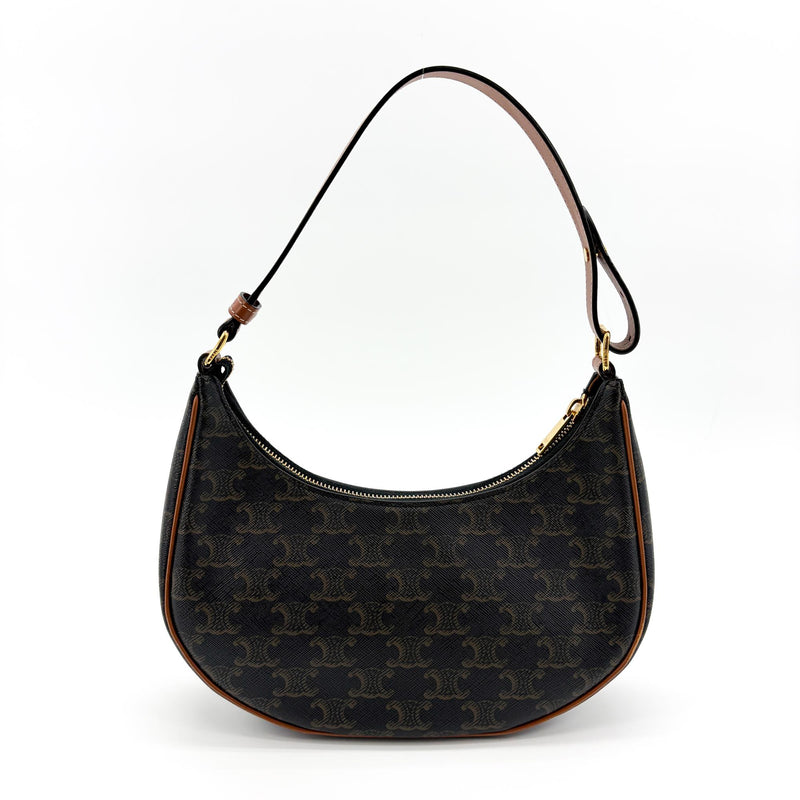 Celine Ava Triomphe Coated Canvas Brown Bag