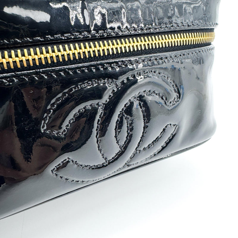 Chanel Vintage Timeless Cosmetic Case Patent Black Patent_leather Bag