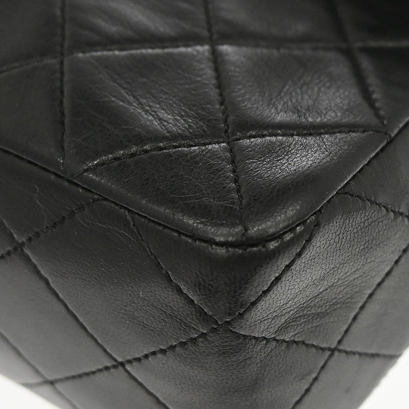 Chanel Vintage Square Classic Flap Quilted Lambskin Black Leather Bag