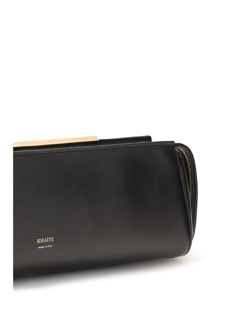 Khaite Calf Leather Evening Clutch — Black Bos Taurus