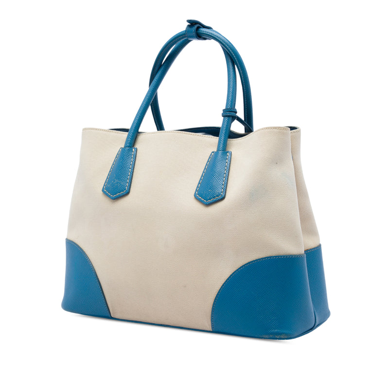 Medium Saffiano Cuir Trimmed Canvas Double Satchel - Image 2