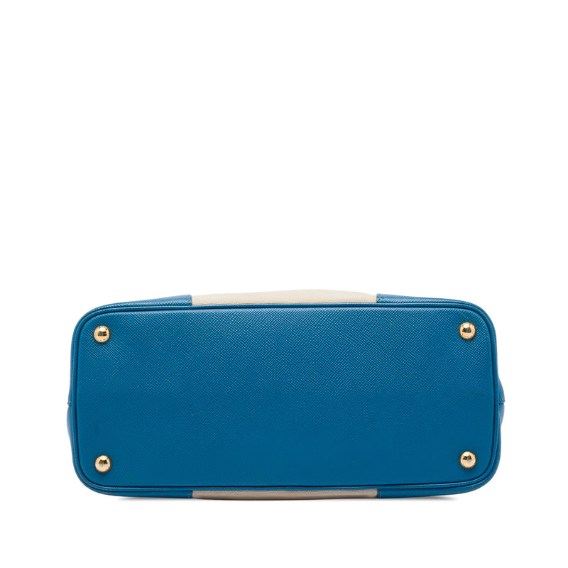 Medium Saffiano Cuir Trimmed Canvas Double Satchel - Image 3