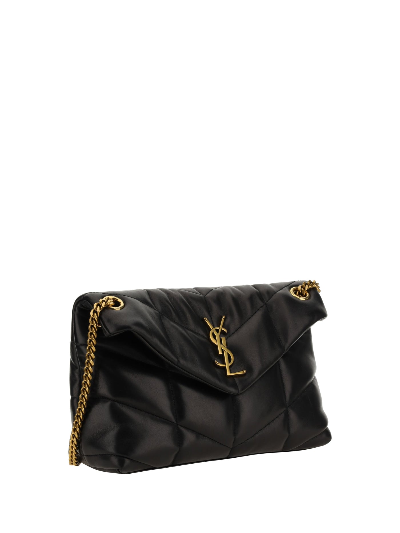 Saint Laurent Loulou Shoulder Bag — Black Lambskin