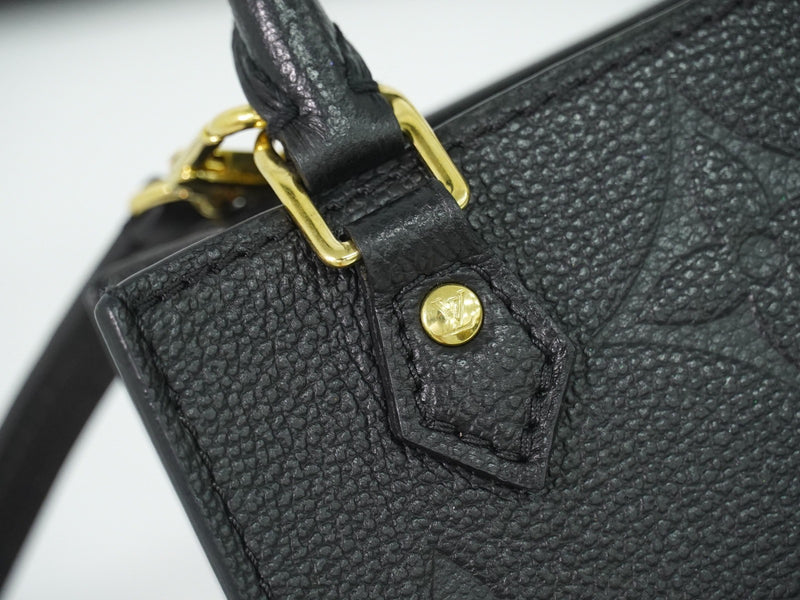 Louis Vuitton Petit Sac Plat Monogram Empreinte Giant Black Leather Bag