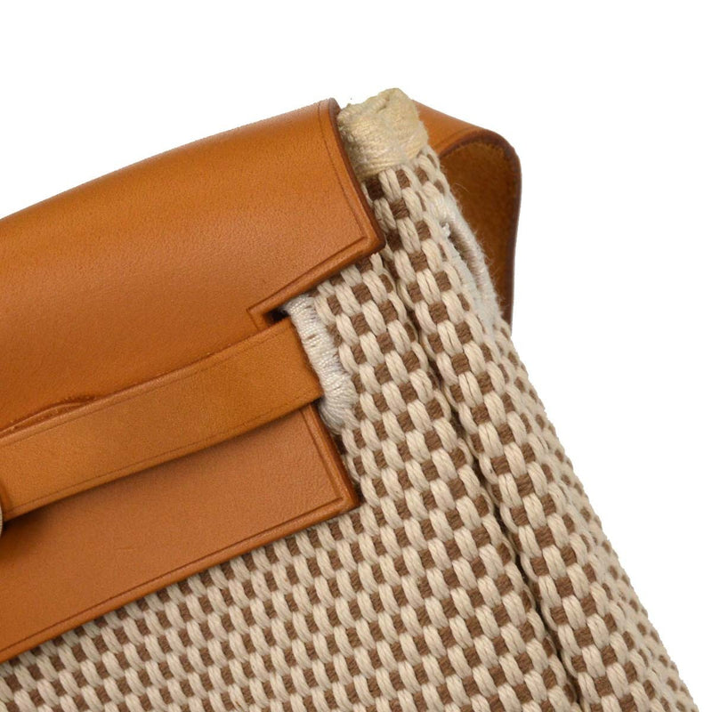 Hermes Herbag Toile And Leather Beige Canvas Bag