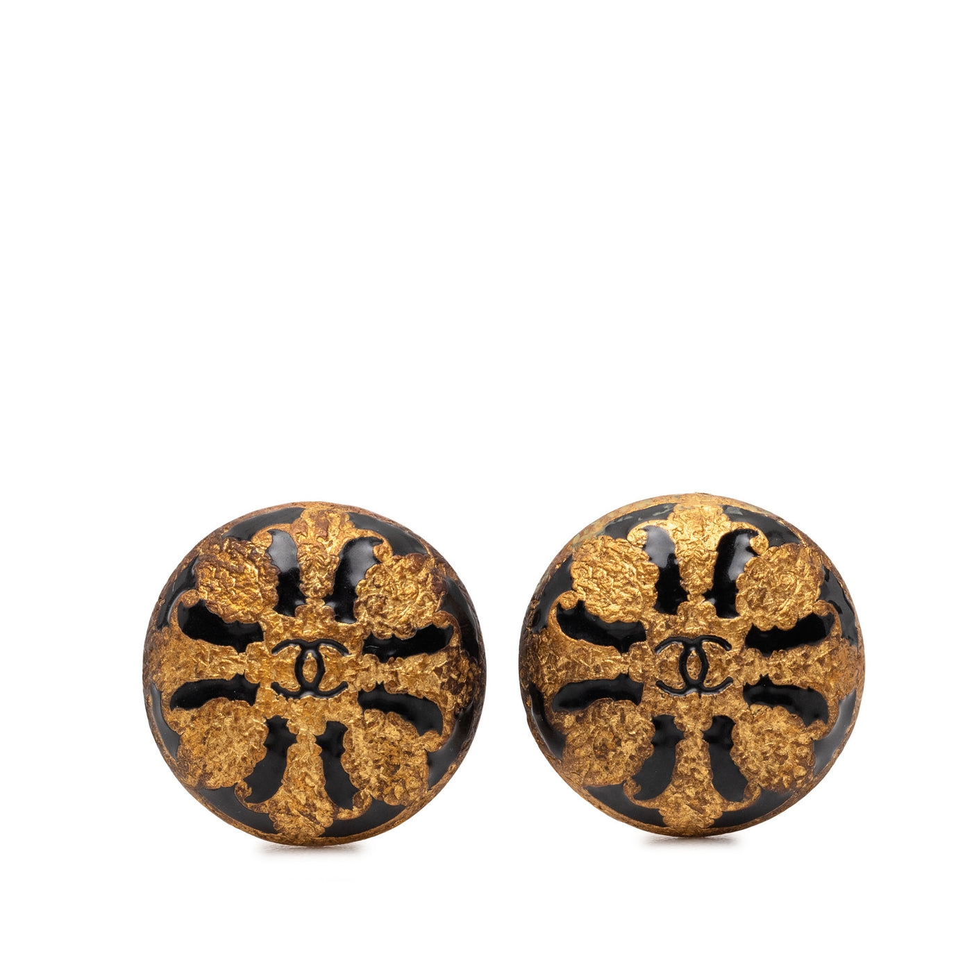 CC Gold Plated Enamel Clip On Earrings - Image 1