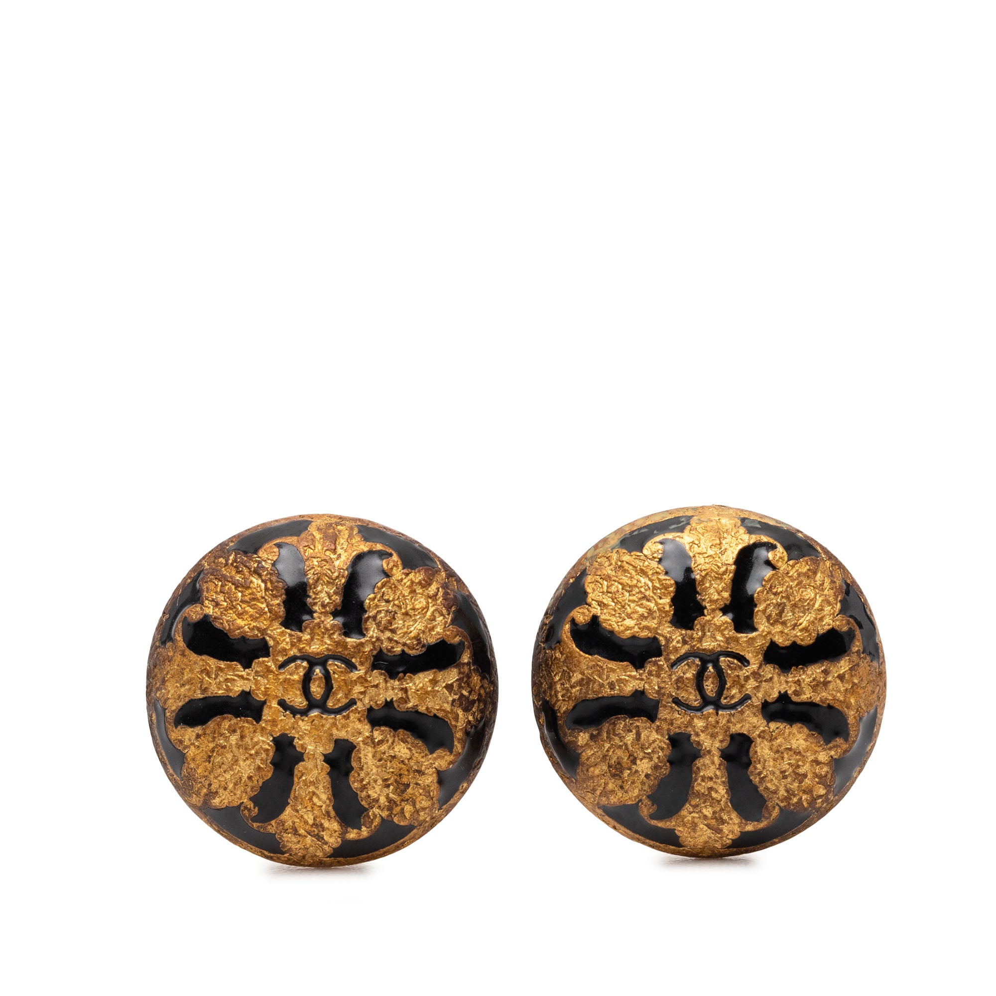 CC Gold Plated Enamel Clip On Earrings - Image 1