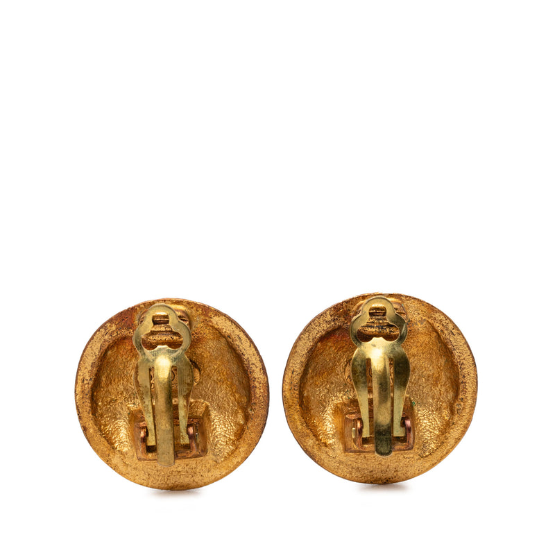 CC Gold Plated Enamel Clip On Earrings - Image 2