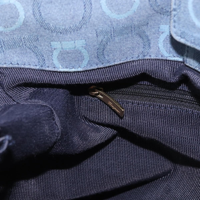 Salvatore Ferragamo Gancini Canvas Navy Bag