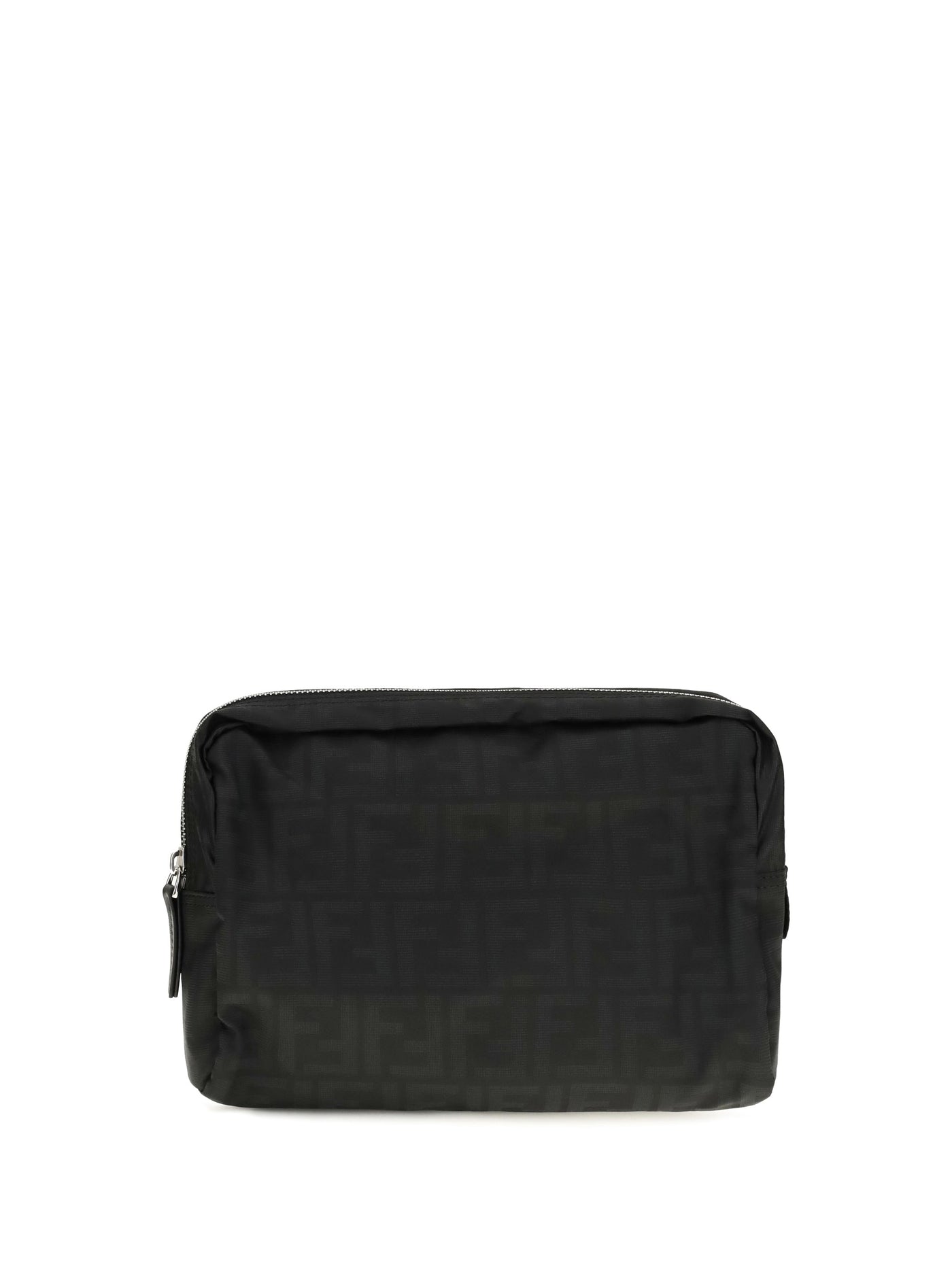 Fendi Ff Zucca Fabric Beauty Case — Black Polyester Travel Wallets