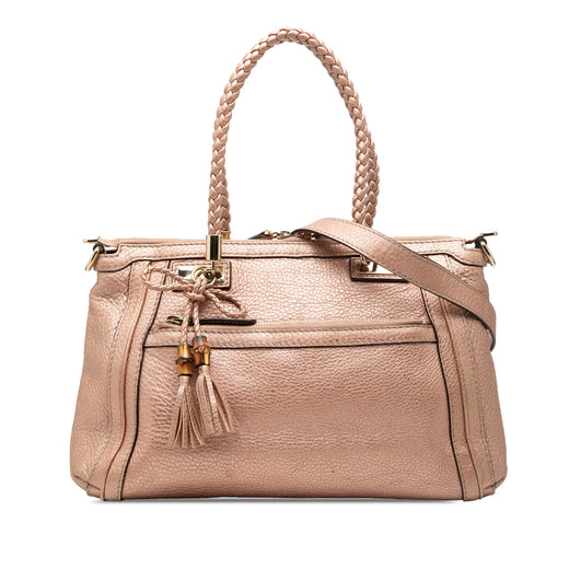 Metallic Pebbled Calfskin Bella Satchel - Image 1