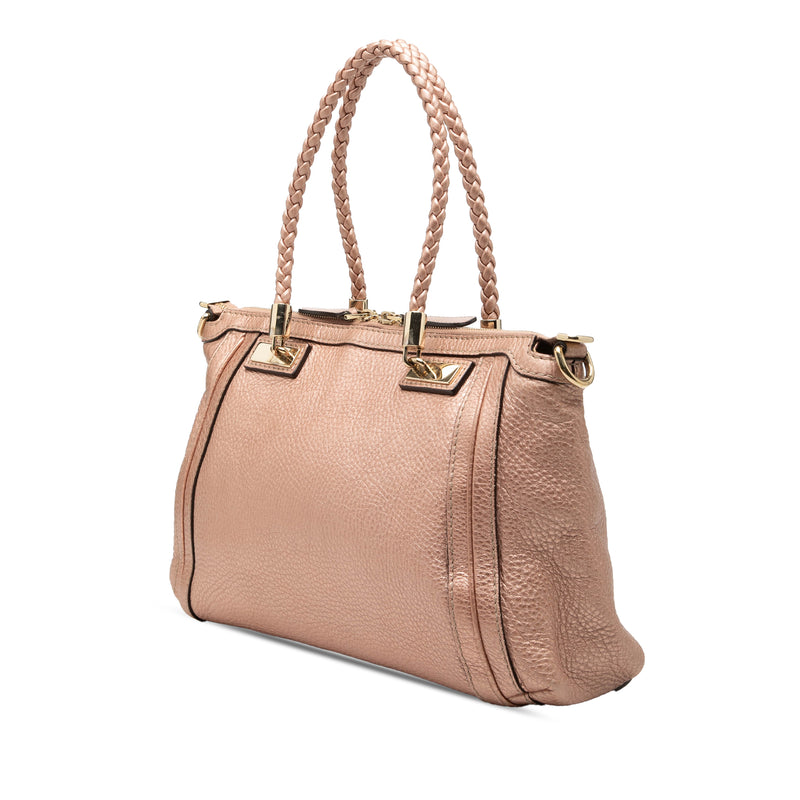 Metallic Pebbled Calfskin Bella Satchel - Image 2