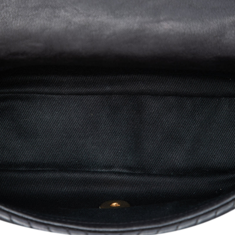 Small Chevron Wrinkled Calfskin Medallion Charm Surpique Flap - Image 4
