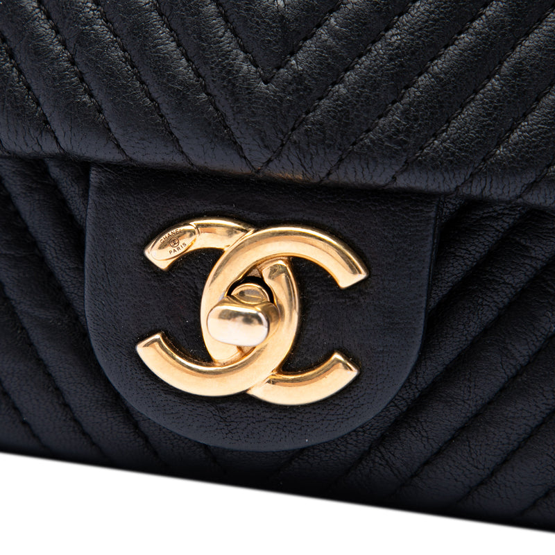 Small Chevron Wrinkled Calfskin Medallion Charm Surpique Flap - Image 5