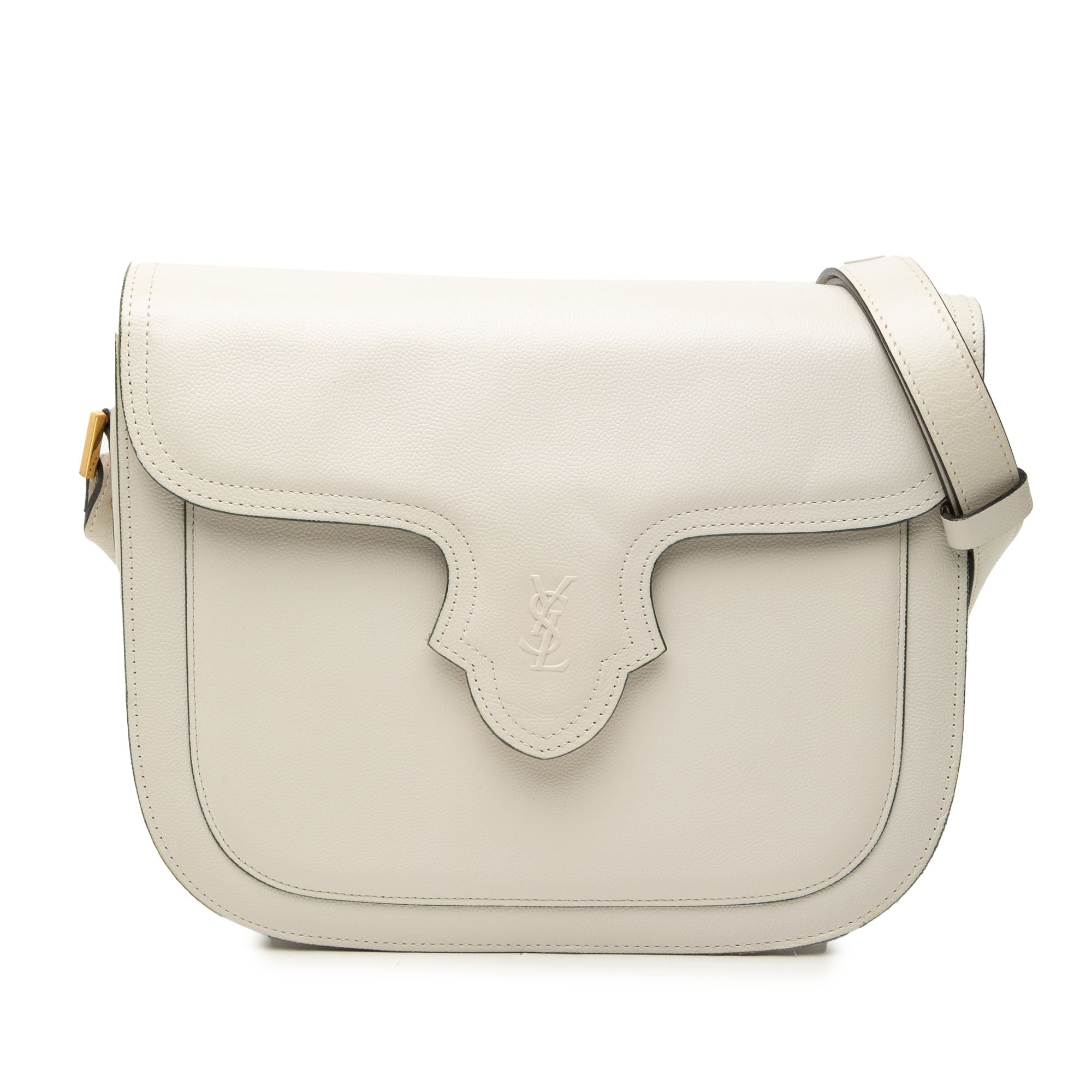 Embossed Logo Leather Flap Shoulder Bag - Image 1
