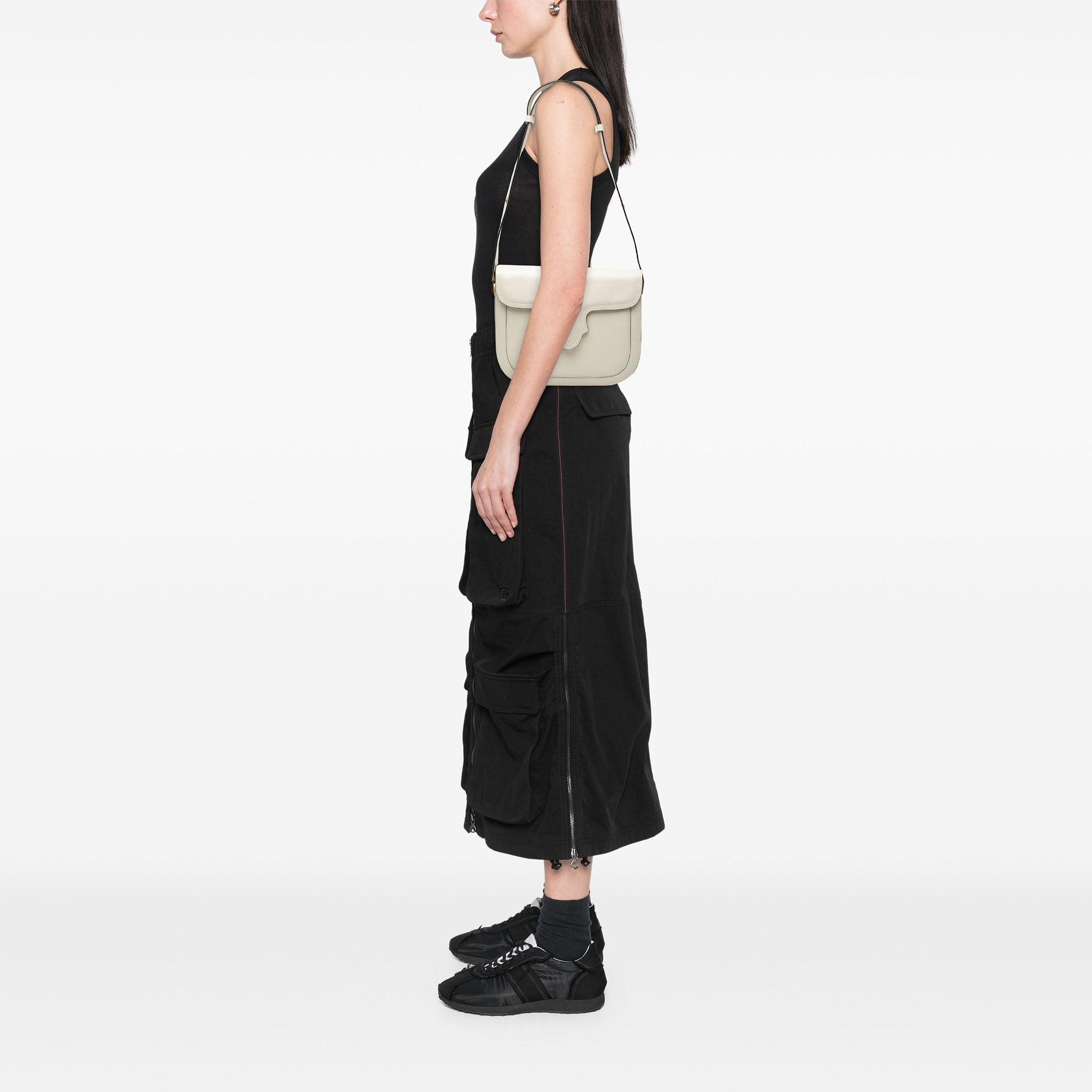 Embossed Logo Leather Flap Shoulder Bag - Image 6