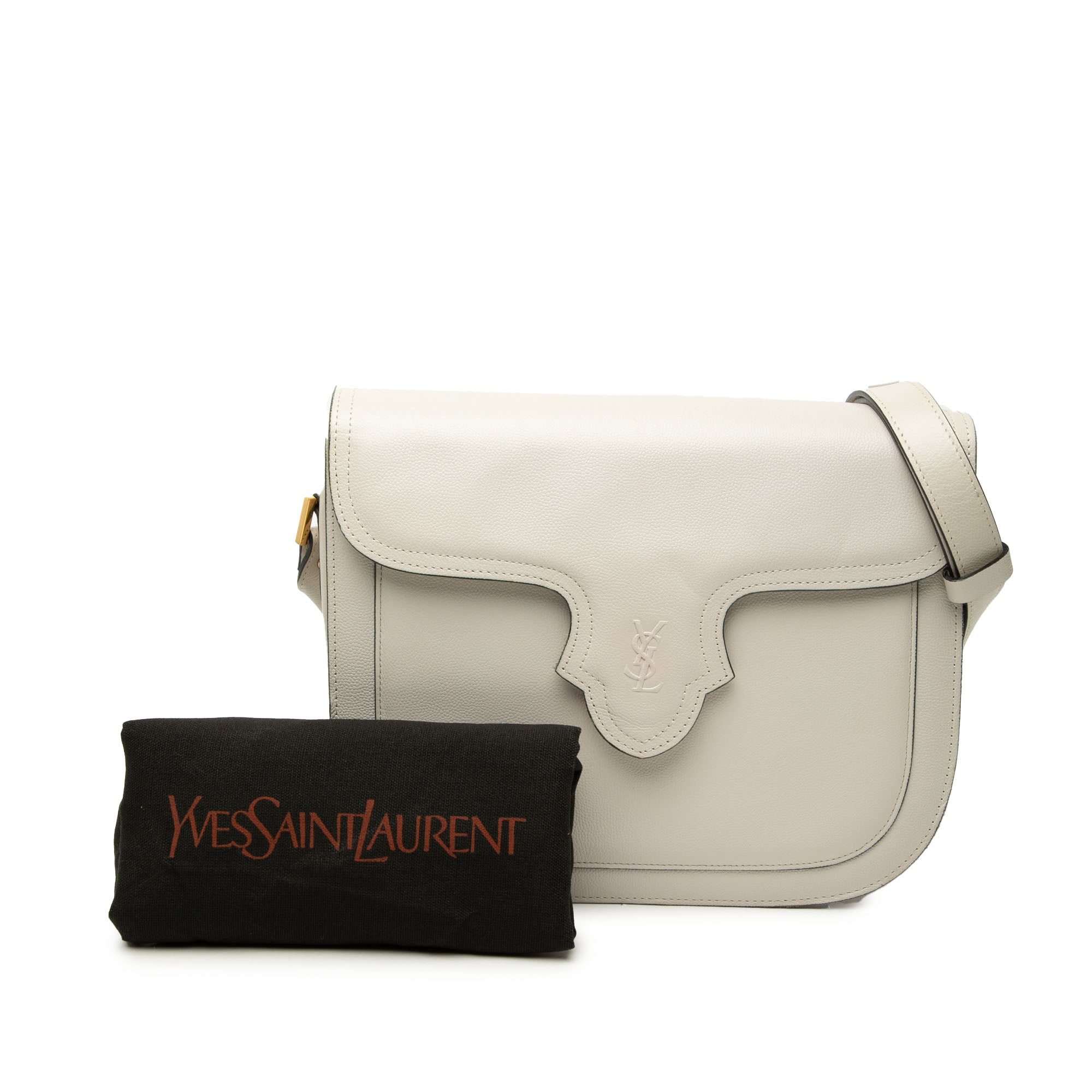 Embossed Logo Leather Flap Shoulder Bag - Image 7