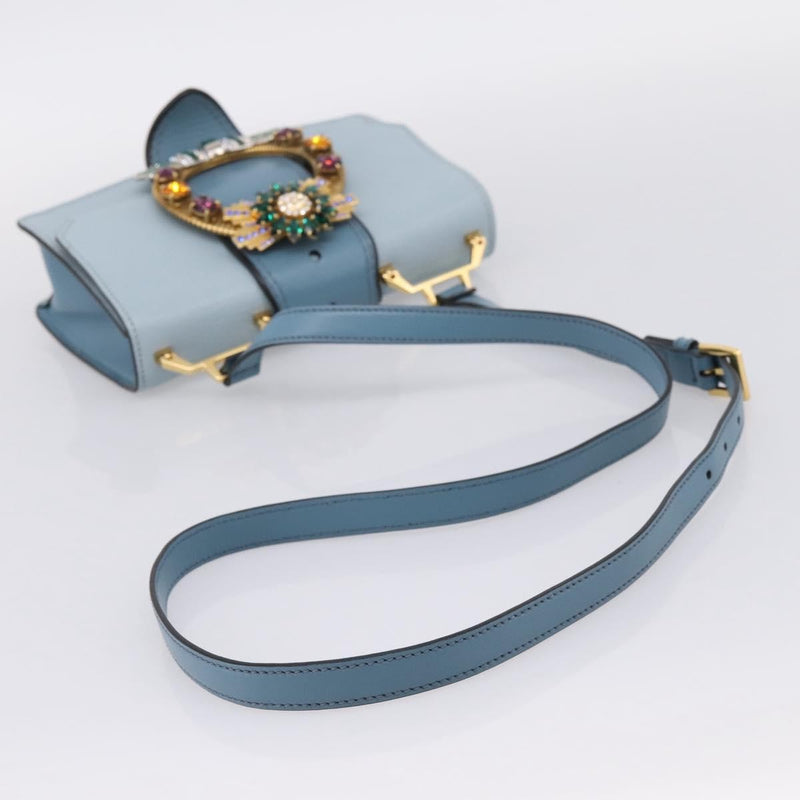 Miu Miu Madras Crystal Buckle Leather Blue Bag